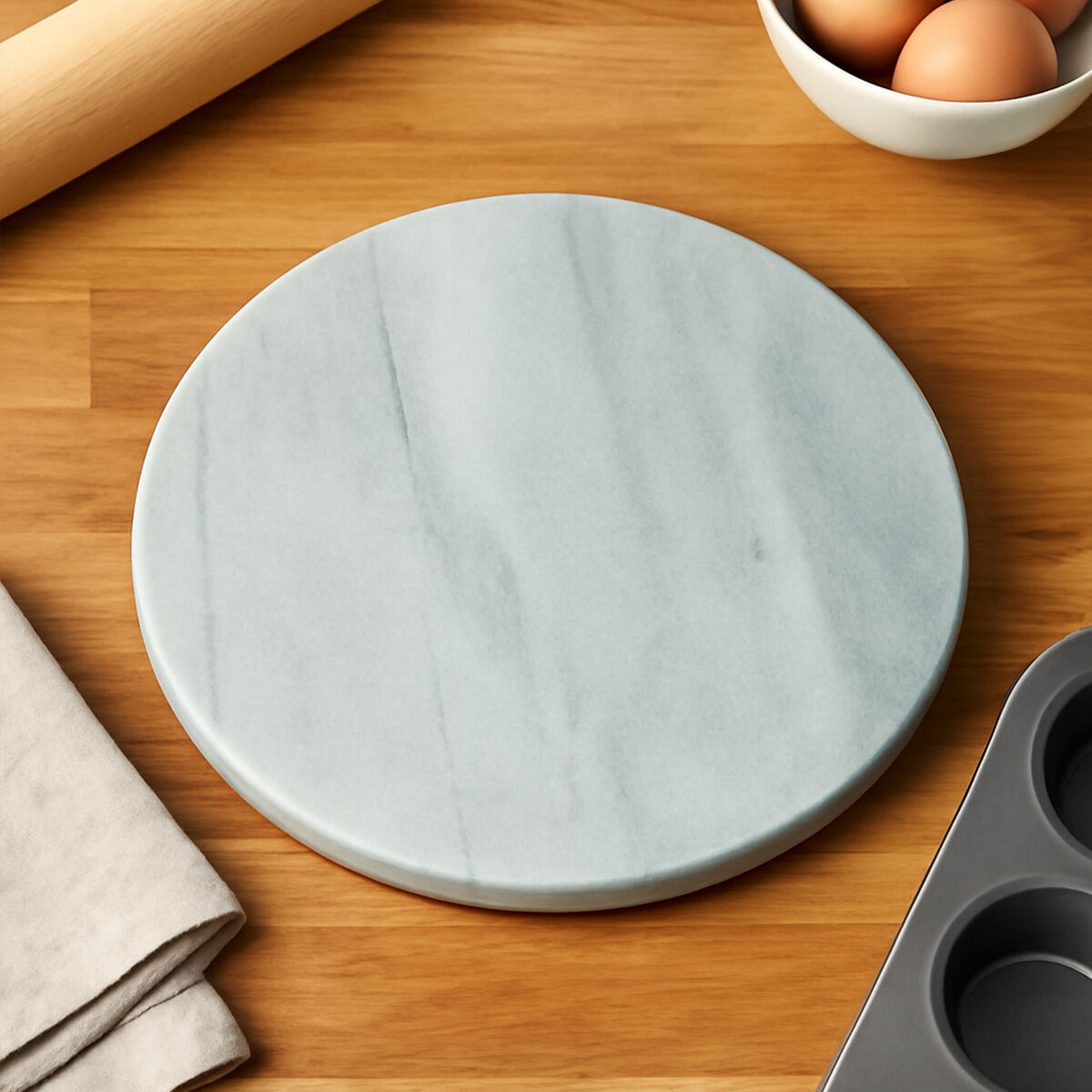 White Marble Round Chopping and Serving Board | Salerno
