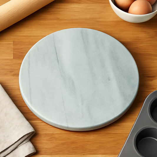 White Marble Round Chopping and Serving Board | Salerno