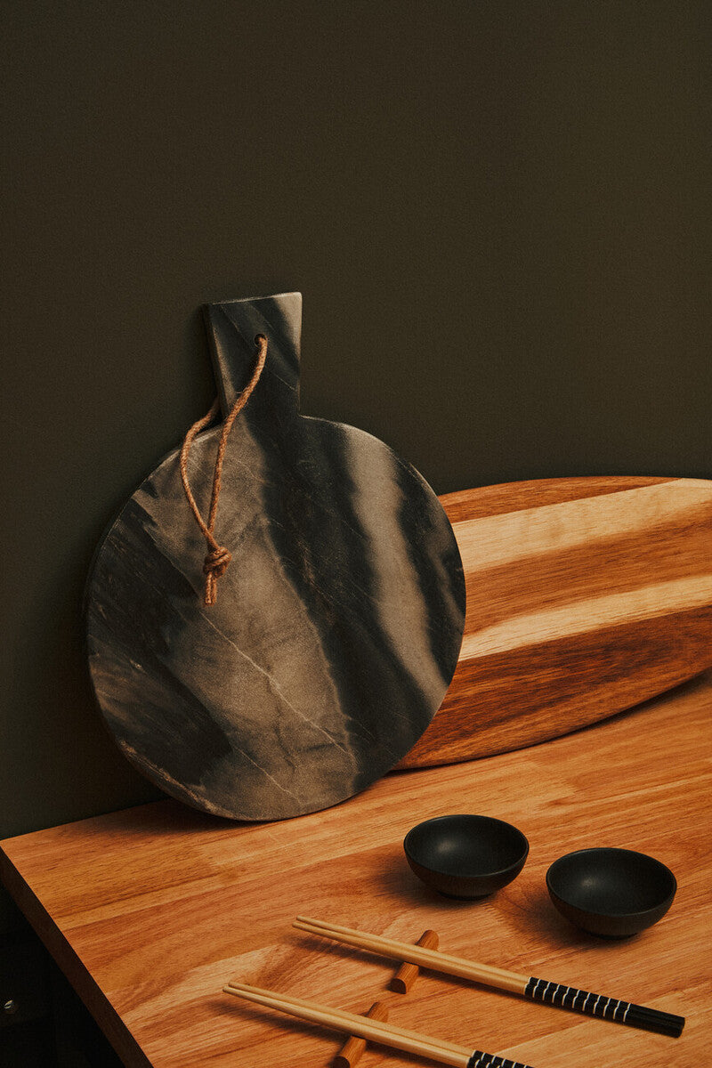 Grey Marble Round Paddle Serving Board | Marmore