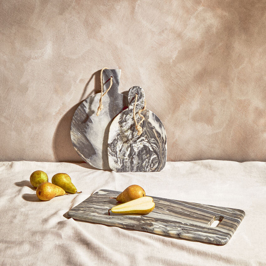 Grey Marble Round Paddle Serving Board | Marmore