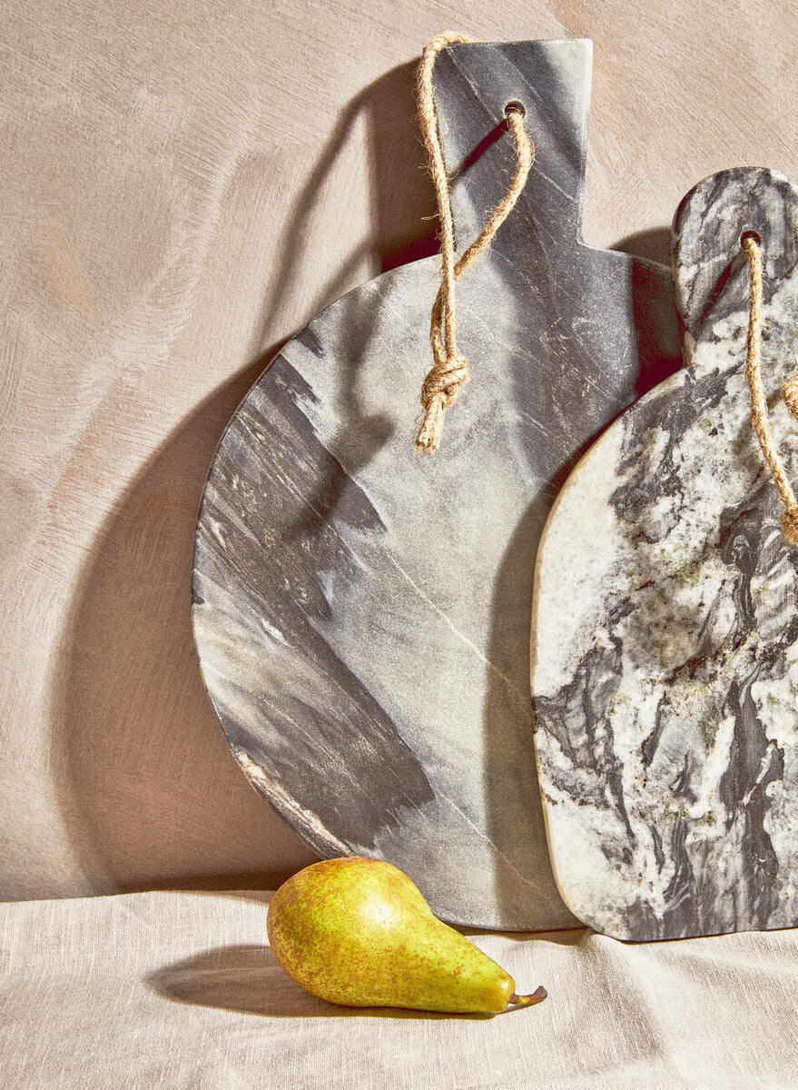 Grey Marble Round Paddle Serving Board | Marmore