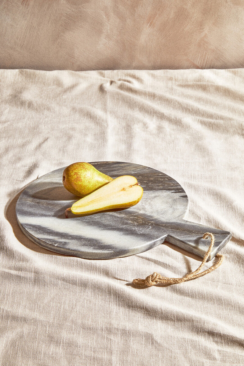 Grey Marble Round Paddle Serving Board | Marmore