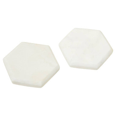 Set of 4 White Marble Hexagonal Coasters | Kindia
