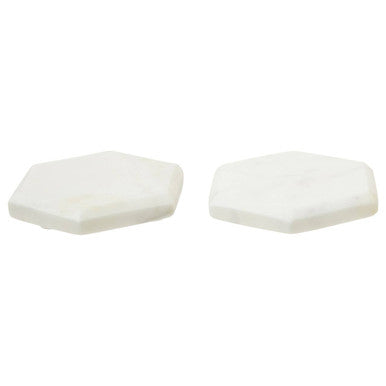 Set of 4 White Marble Hexagonal Coasters | Kindia