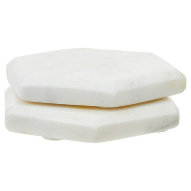 Set of 4 White Marble Hexagonal Coasters | Kindia