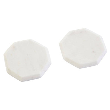 Set of 4 White Marble Octagonal Coasters | Kindia