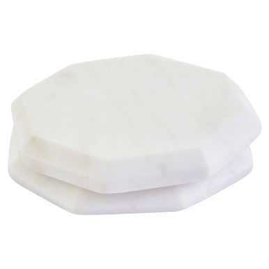 Set of 4 White Marble Octagonal Coasters | Kindia