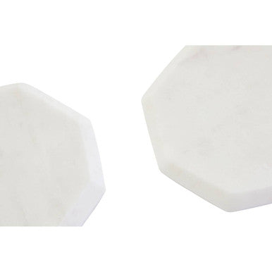 Set of 4 White Marble Octagonal Coasters | Kindia