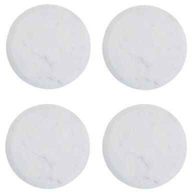 Set of Four Round White Marble Coasters | Kindia
