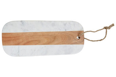 Oblong White Marble and Acacia Wood Board | Monzaro