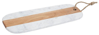 Oblong White Marble and Acacia Wood Board | Monzaro