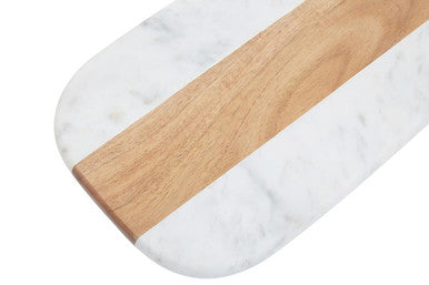 Oblong White Marble and Acacia Wood Board | Monzaro