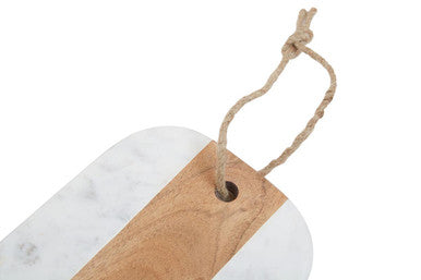 Oblong White Marble and Acacia Wood Board | Monzaro