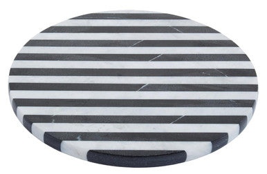 Small Black and White Marble Round Cheese Board | Soma
