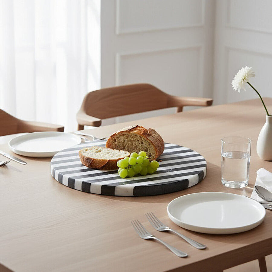 Small Black and White Marble Round Cheese Board | Soma