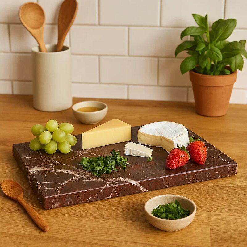 Rectangular Red and White Marble Chopping and Serving Board | Salmo