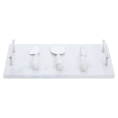 White Marble Cheese Board and Knife Set | Marina