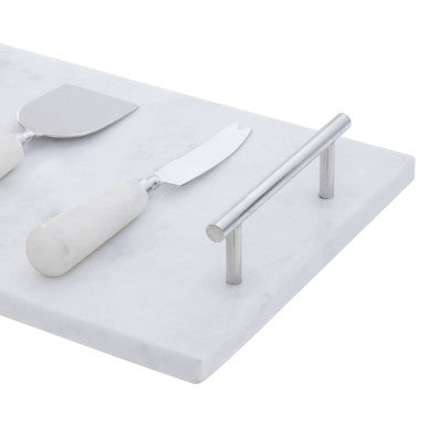 White Marble Cheese Board and Knife Set | Marina