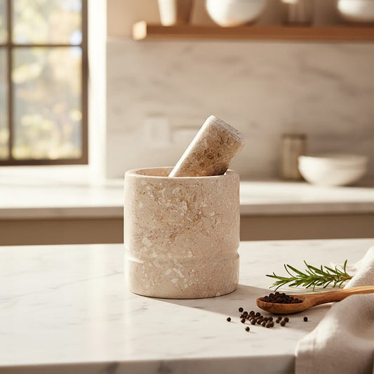 Cream Marble Mortar and Pestle | Marmore