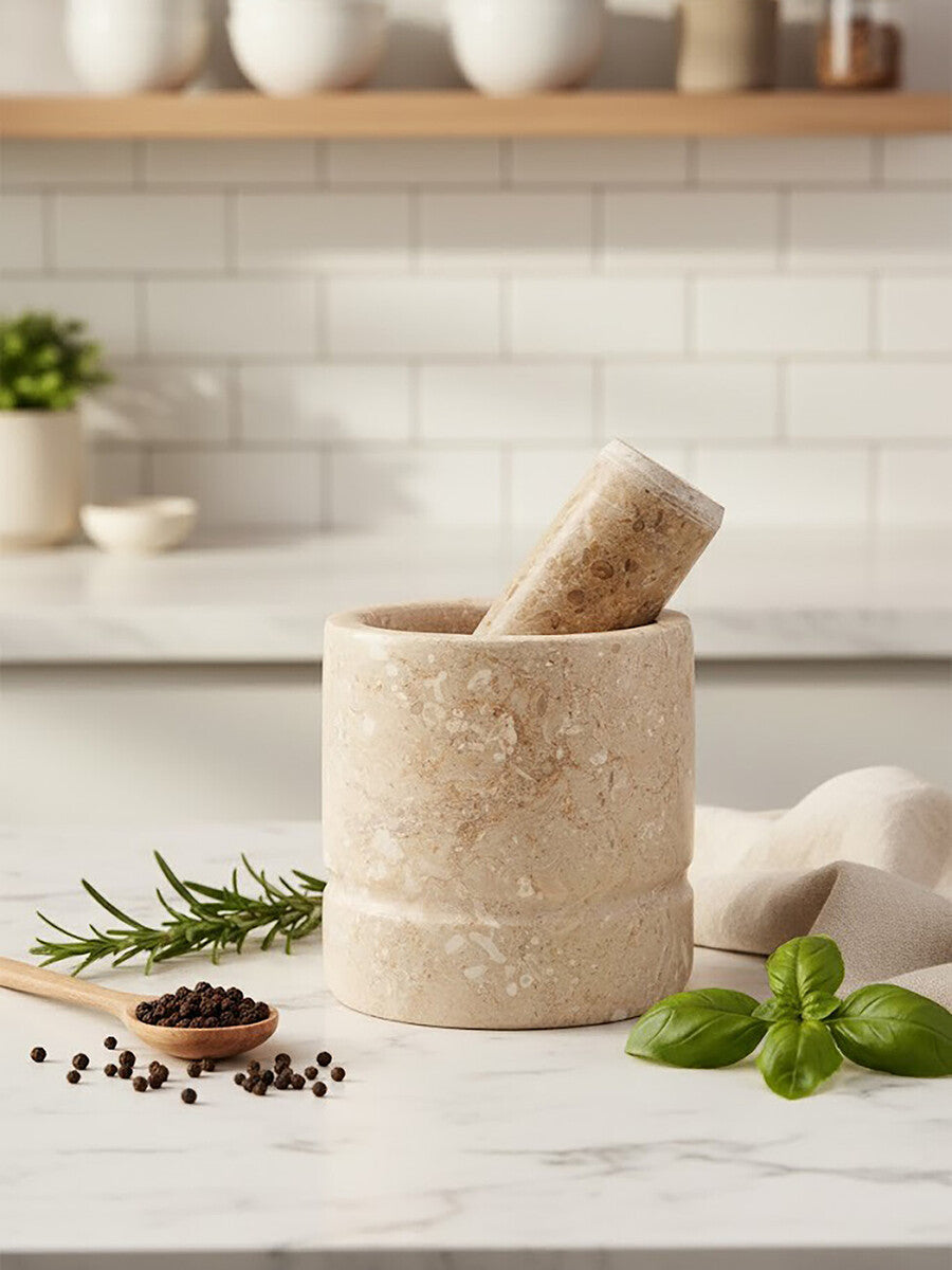 Cream Marble Mortar and Pestle | Marmore