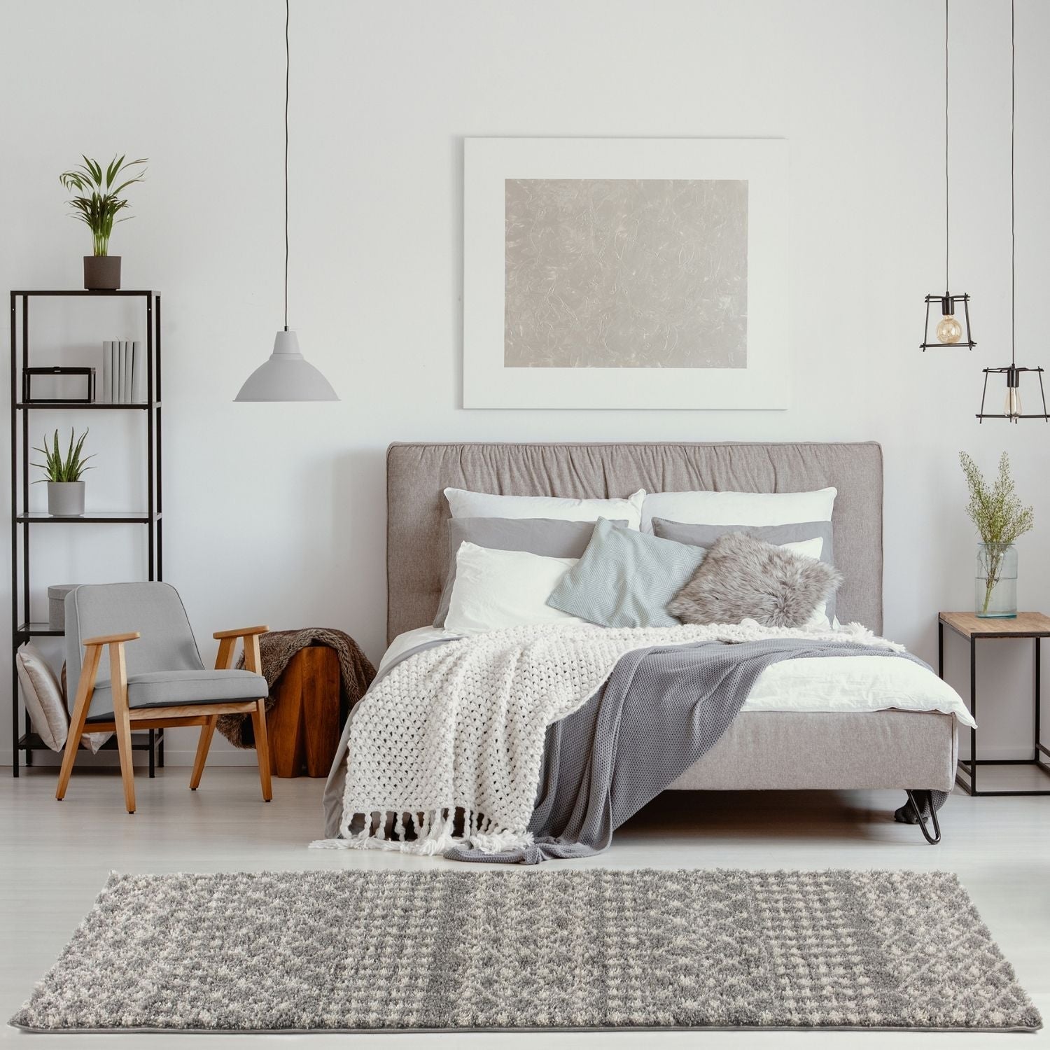 Moroccan Grey Shaggy Rug | 1010