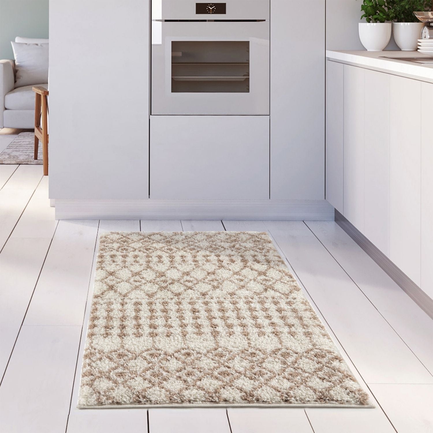 Moroccan Ivory Beige Shaggy Rug | 1030