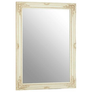 Andrey Bone White Wall Mirror with Beaded Detail