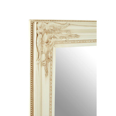 Andrey Bone White Wall Mirror with Beaded Detail