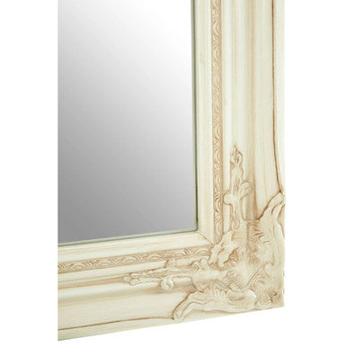 Andrey Bone White Wall Mirror with Beaded Detail