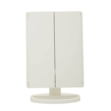 Tri Fold White LED Table Mirror | Cassini