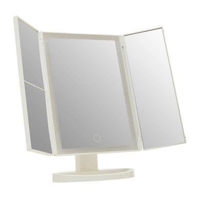 Tri Fold White LED Table Mirror | Cassini