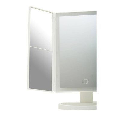 Tri Fold White LED Table Mirror | Cassini