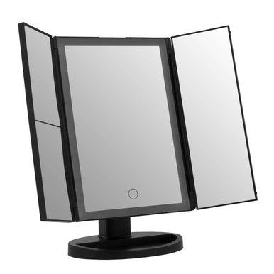 Tri Fold Black LED Table Mirror | Cassini