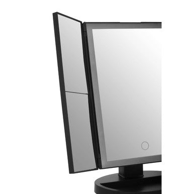 Tri Fold Black LED Table Mirror | Cassini