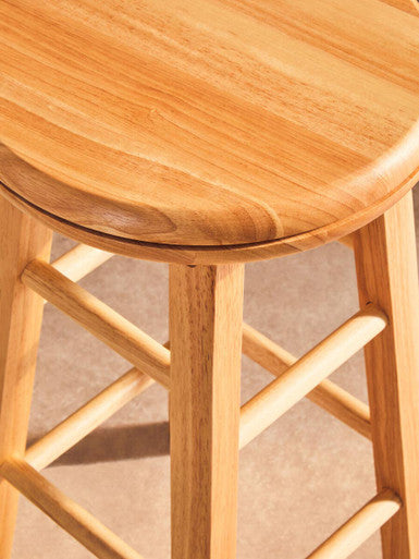 Chester Natural Tropical Hevea Wood Revolving Kitchen or Bar Stool