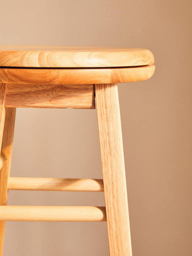 Chester Natural Tropical Hevea Wood Revolving Kitchen or Bar Stool