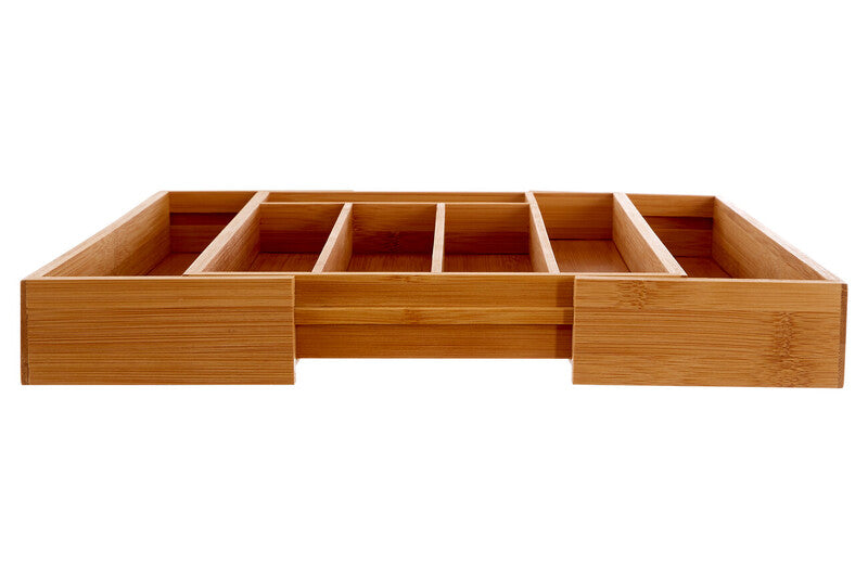 Aleki Natural Bamboo Small Expandable Cutlery Tray with 5 Compartments