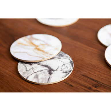 6 Piece Marble Effect Assorted Cork Coasters | Mimo