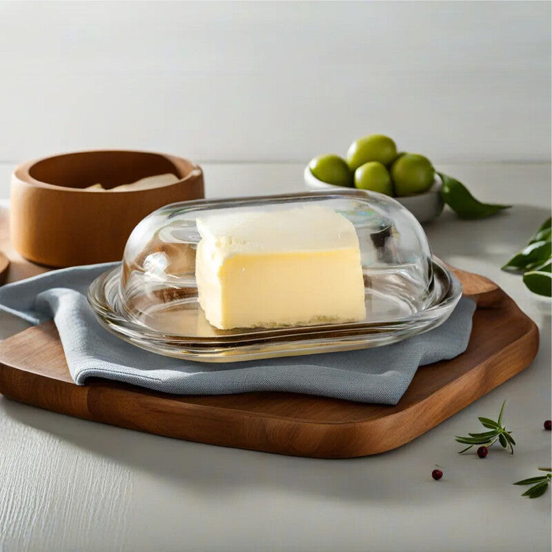 Clear Glass Butter Dish | Olivia