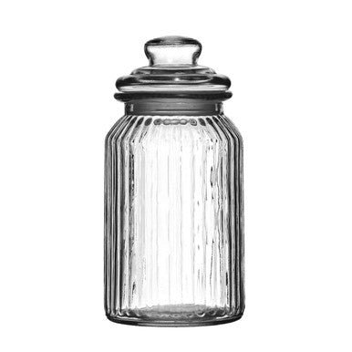 Abbie Clear Glass Ribbed Storage Jar 1300ml