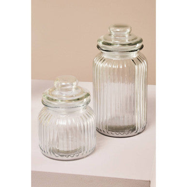 Abbie Clear Glass Ribbed Storage Jar 1300ml