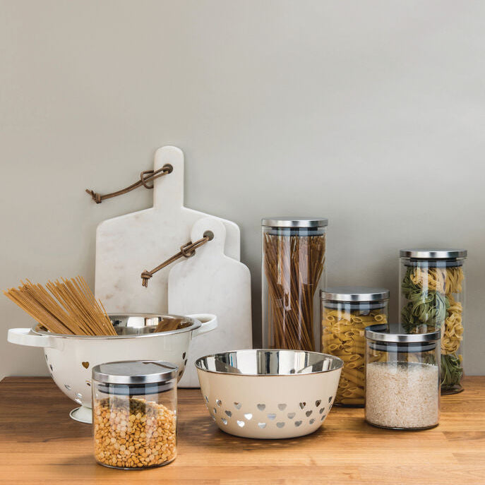 Glass Storage Jar with Silver Lid 990ml | Freska