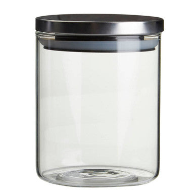 Glass Storage Jar with Silver Lid 700ml | Freska