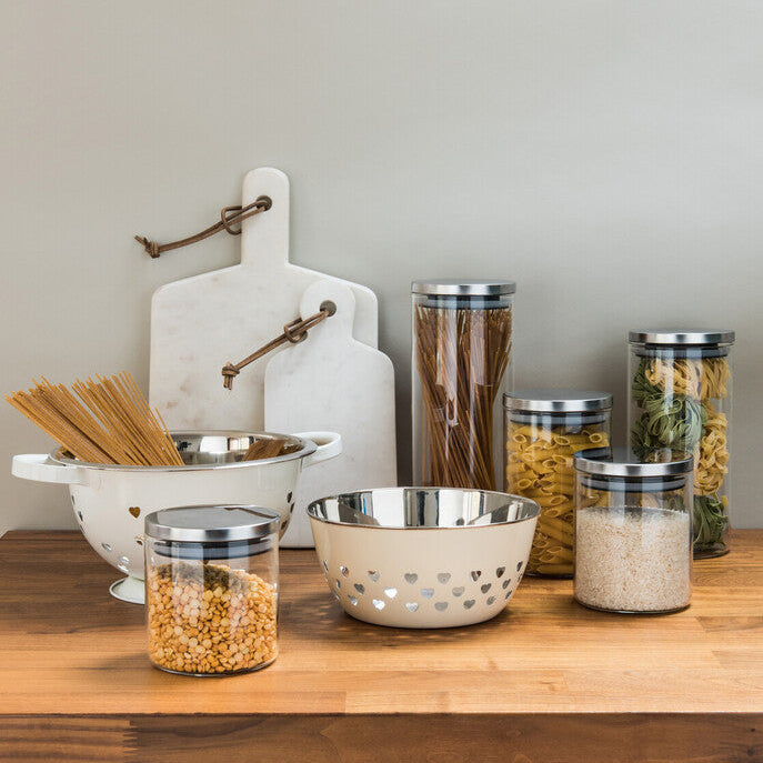 Glass Storage Jar with Silver Lid 550ml | Freska