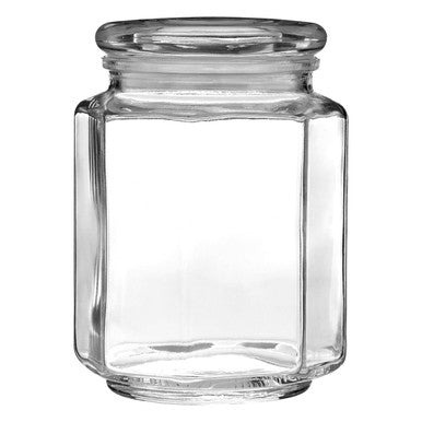 Abbie Clear Glass Hexagonal Storage Jar 780ml