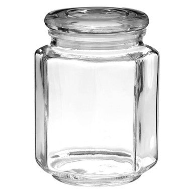 Abbie Clear Glass Hexagonal Storage Jar 780ml