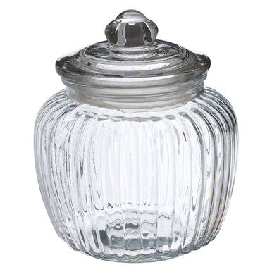 Abbie Clear Glass Round Ribbed Storage Jar 1300ml
