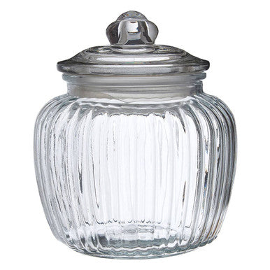 Abbie Clear Glass Round Ribbed Storage Jar 1300ml