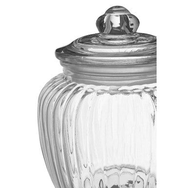 Abbie Clear Glass Round Ribbed Storage Jar 1300ml
