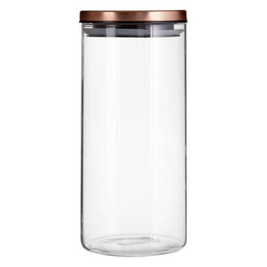 Glass Storage Jar with  Rose Gold Lid 1300ml | Freska